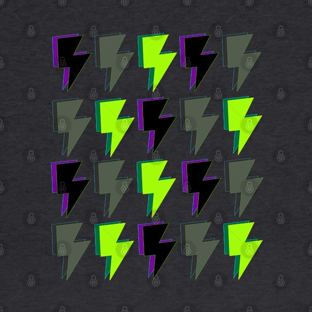 Lightning Bolts in Green, Purple and Black by OneThreeSix